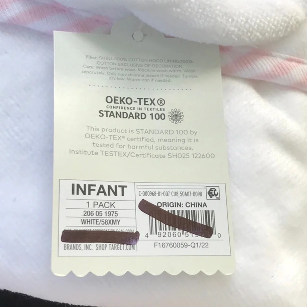 NWT Cloud Island White Unicorn Infant Hooded Towel 30x30 Certified 100 OEKO-TEX